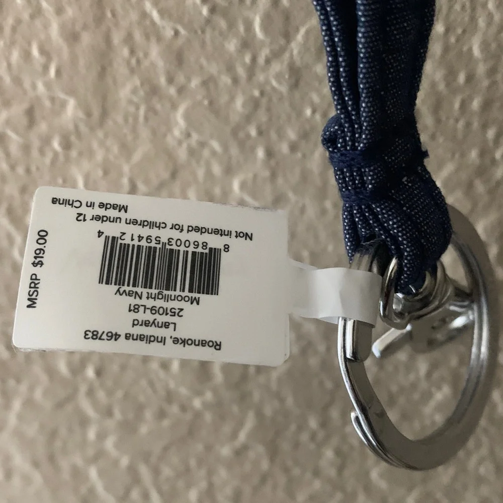 LMT: Vera Bradley Moonlight Navy Lanyard with Silver Accent